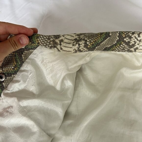 Honey Punch Womens Large Green Snake Print Faux Leather Jacket Y2K Retro - Picture 3 of 10